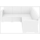 monaco resin patio sectional 5 piece white with cushion isp834 wh