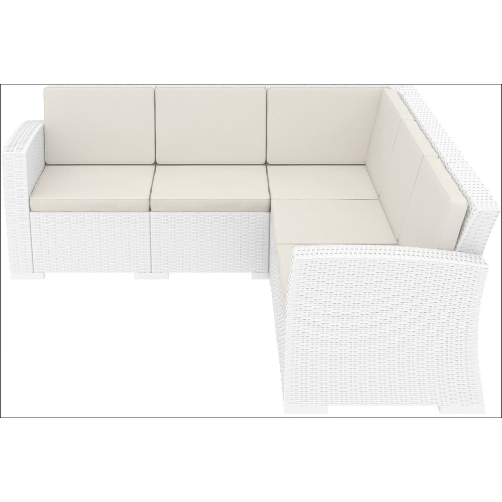 monaco resin patio sectional 5 piece white with cushion isp834 wh