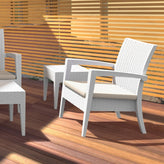 miami resin club chair white with sunbrella natural cushion