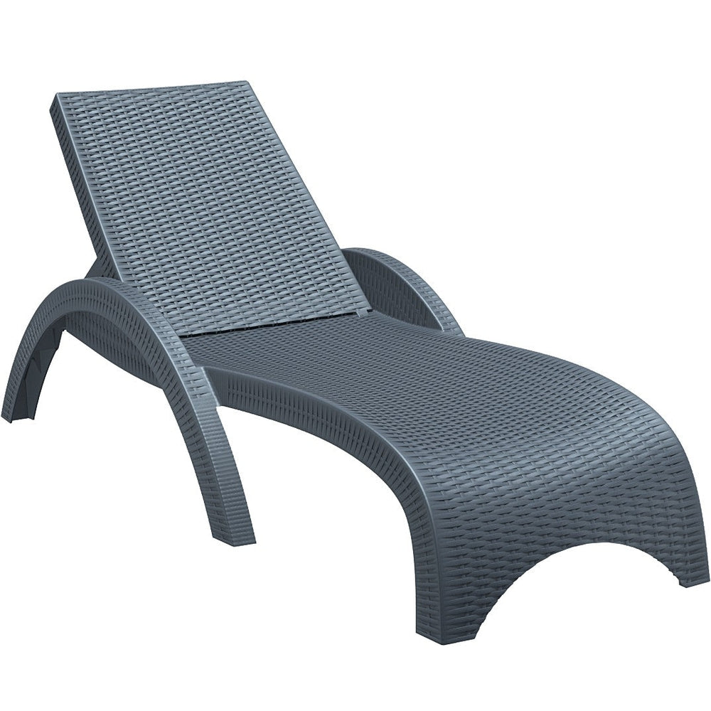 miami resin wickerlook chaise lounge dark gray