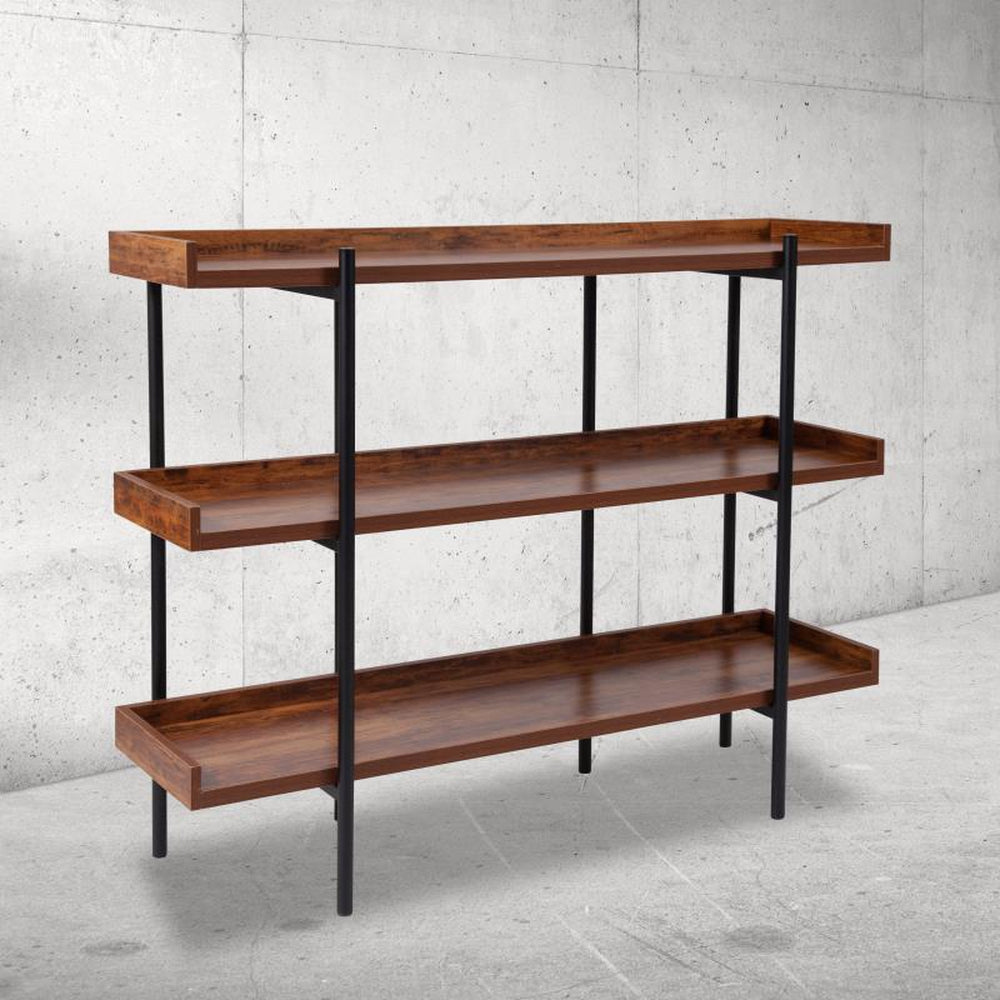 Mayfair 3 Shelf Storage Display Unit Bookcase in Rustic Wood Grain Finish