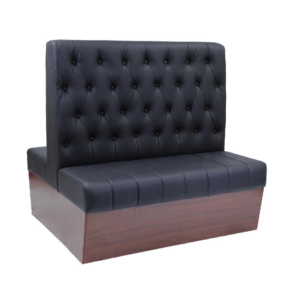 Melamine Framed Upholstered Button Tufted Black Vinyl Booths