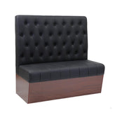 Melamine Framed Upholstered Button Tufted Black Vinyl Booths