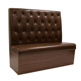 Melamine Booths with Button Tufted Vinyl Back & Plain Seat in Brown