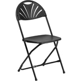 800 lb capacity white plastic fan back folding chair