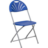 800 lb capacity white plastic fan back folding chair