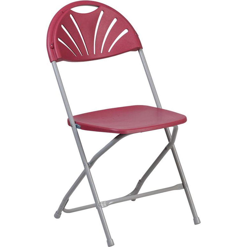 800 lb capacity white plastic fan back folding chair