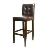 wood grain metal frame w cognac color vinyl barstool