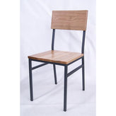 natural oak industrial style chair with black metal frame 1