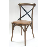 wood grain metal frame w straw seat