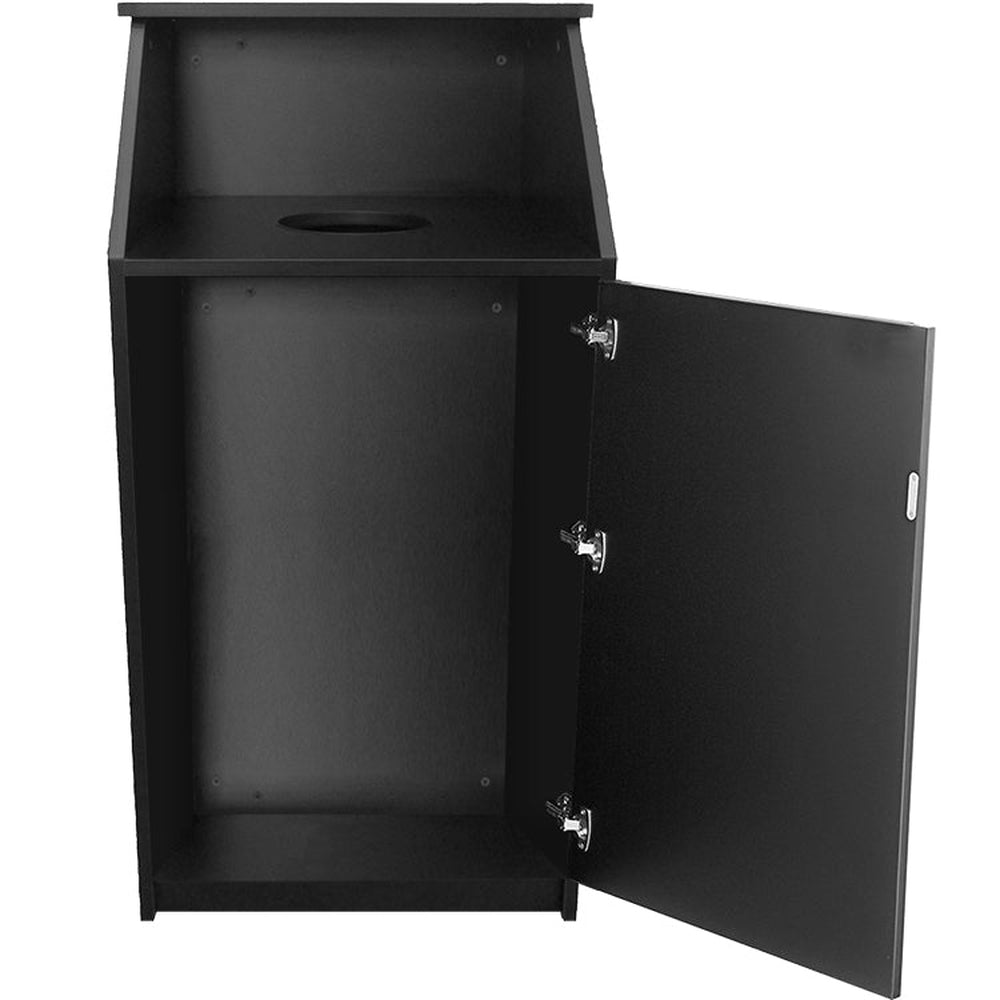 Trash Receptacles with Tray Shelf and Waste Drop Off Hole