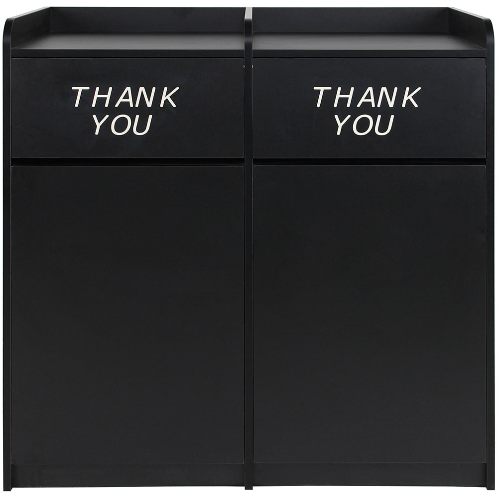 Black Double Trash Receptacle with “THANK YOU” Swing Doors