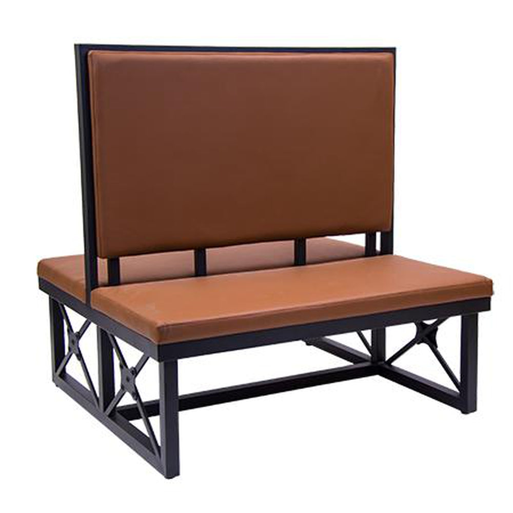 Modern Upholstered Booths with Black Metal Frame and Brown Vinyl Seat and Back