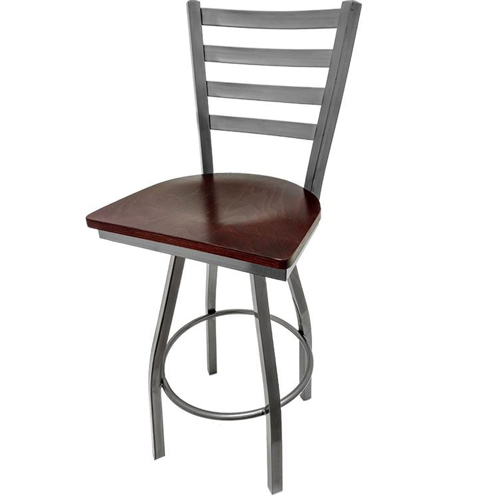 Ladderback Barstool with Clear Coat Swivel Frame