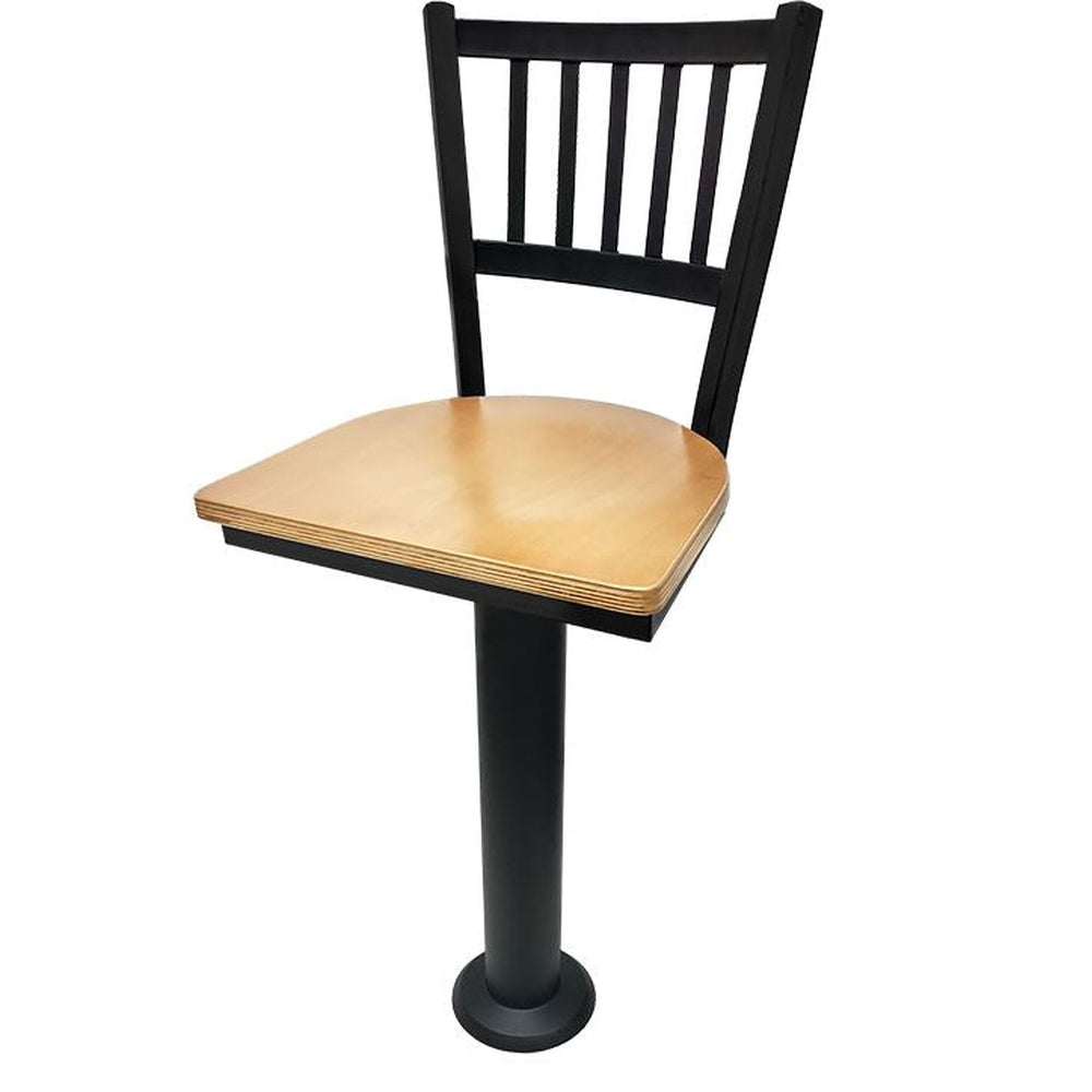 Vertical Back Restaurant Bolt Down Pedestal Barstool