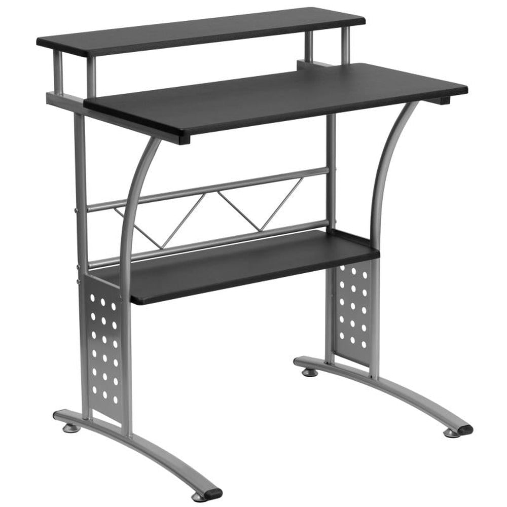 Clifton Maple Computer Desk with Top and Lower Storage Shelves