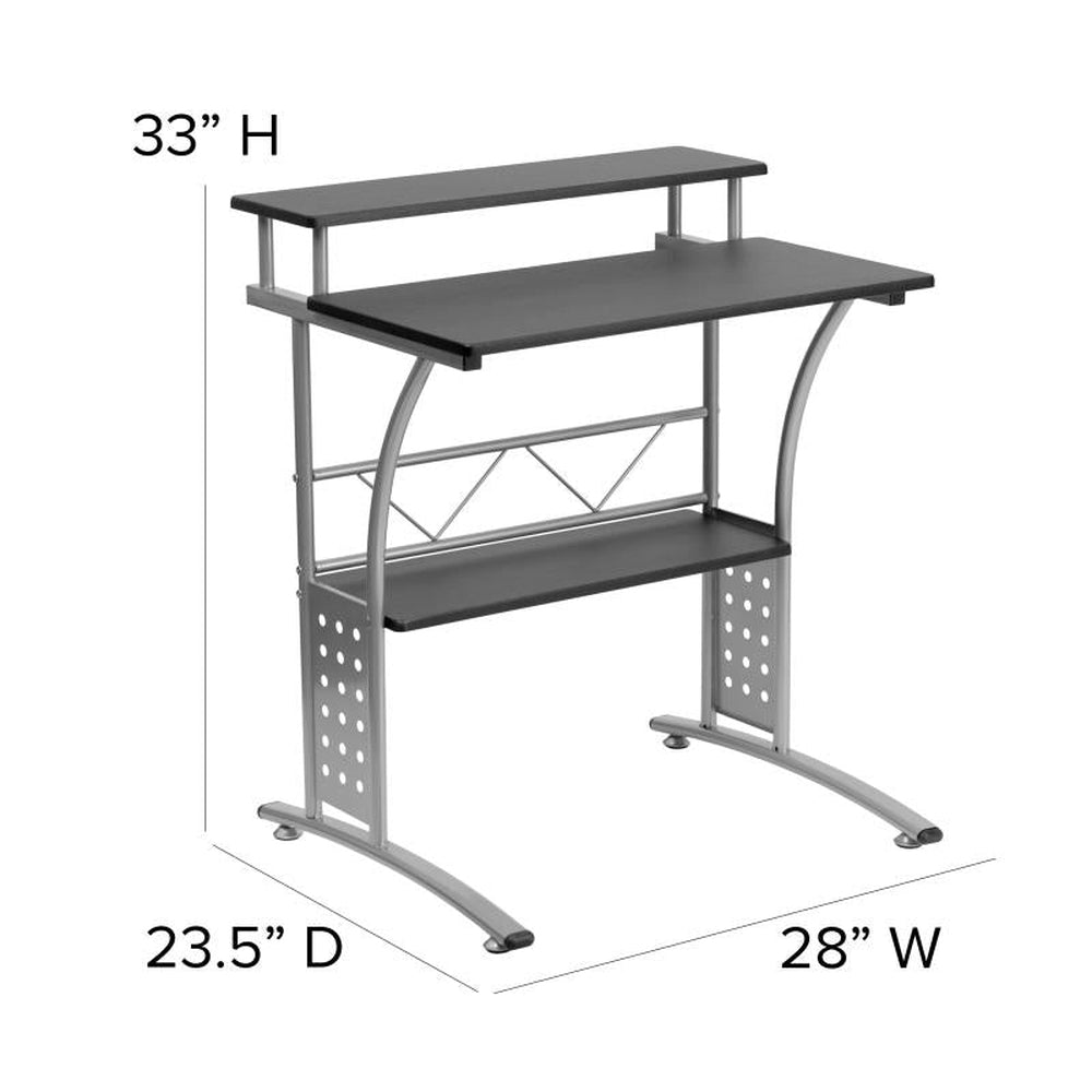 Clifton Maple Computer Desk with Top and Lower Storage Shelves