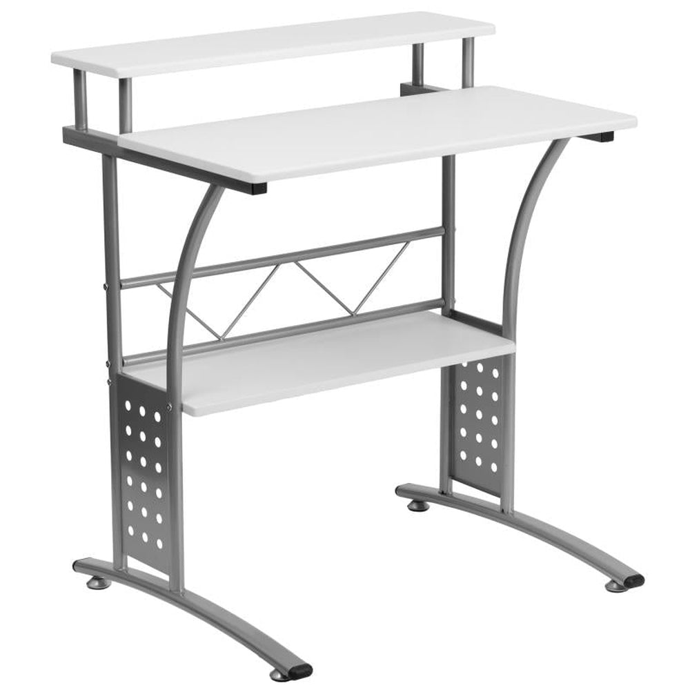 Clifton Maple Computer Desk with Top and Lower Storage Shelves