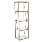 Mar Vista Collection 4 Shelf 64"H Cross Brace Glass Bookcase in Matte Gold