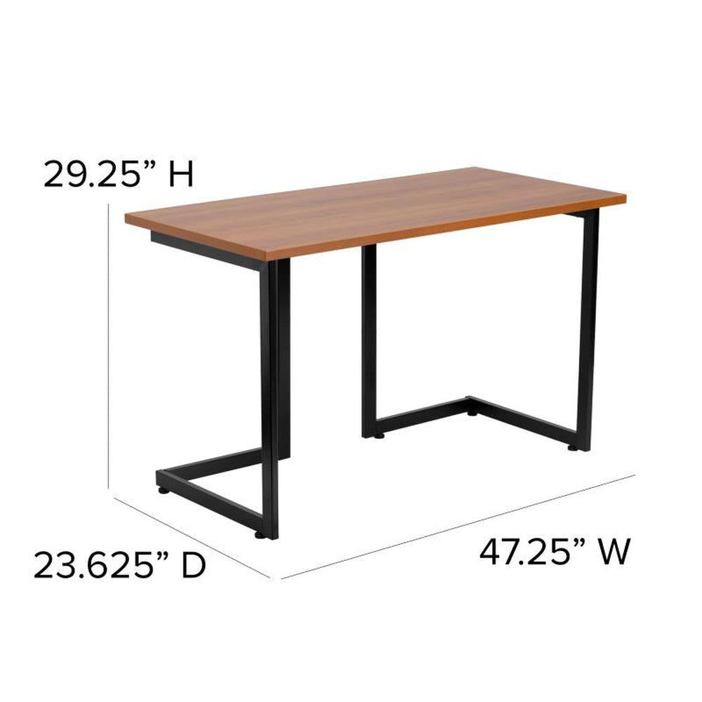 Cherry Computer Desk with Black Metal Frame