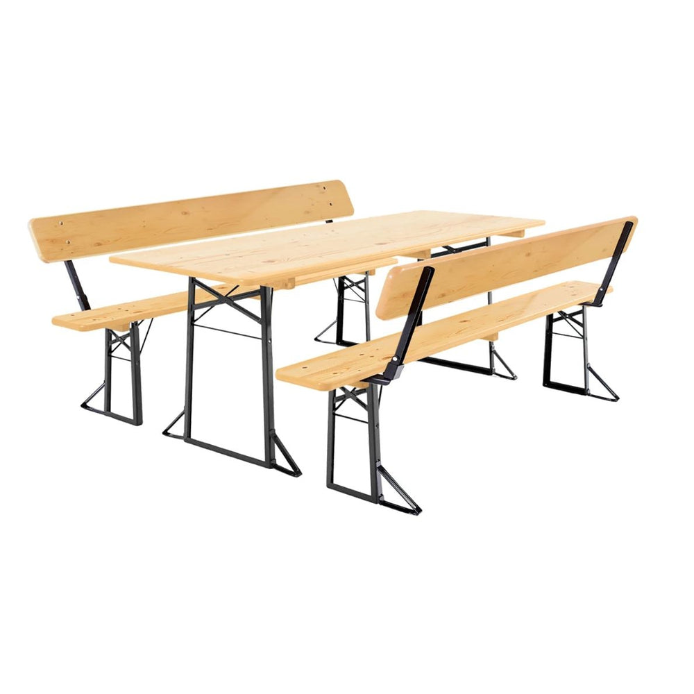 Classic Outdoor Beer Garden Table and Bench Set with Backrests