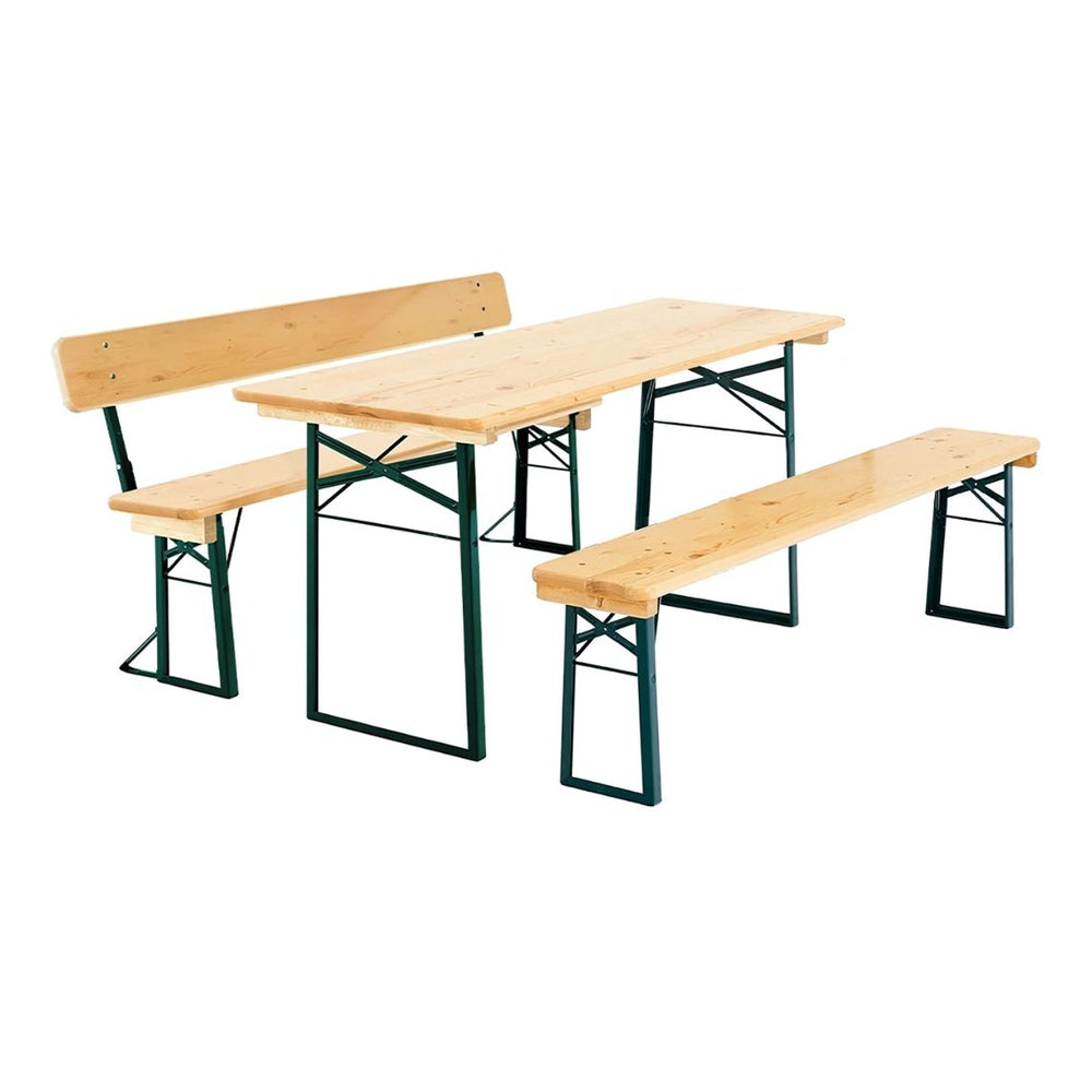 Classic Outdoor Beer Garden Table with Standard and Backrest Bench Set