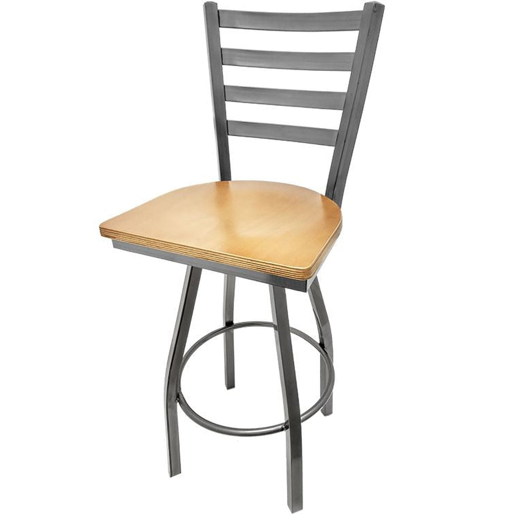 Ladderback Barstool with Clear Coat Swivel Frame