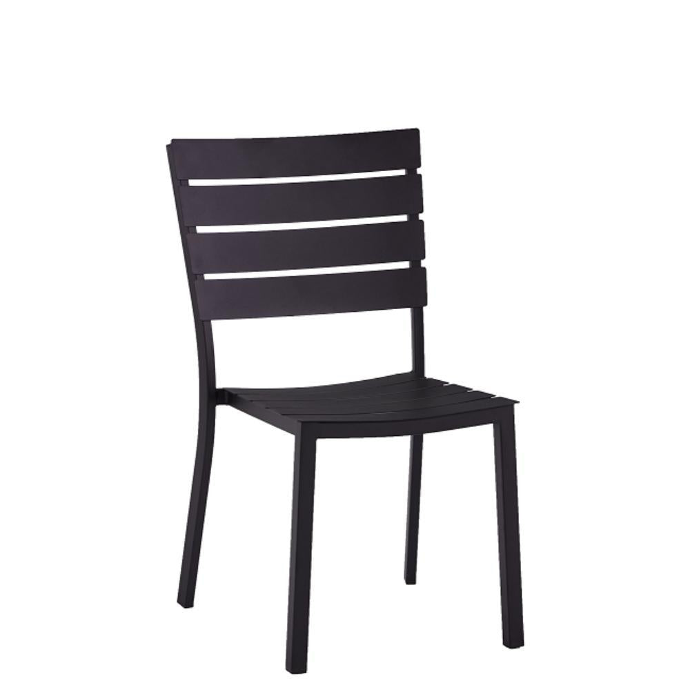 outdoor ladder back black metal chair