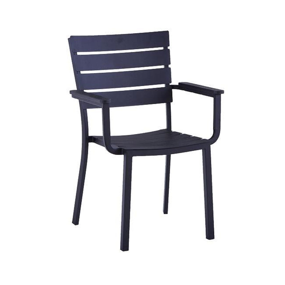 outdoor ladder back black metal armchair