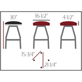 os slimline button top barstool with clear coat swivel frame