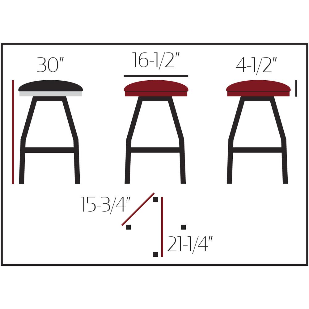 os slimline button top barstool with black swivel frame