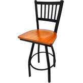 os verticalback barstool with black swivel frame