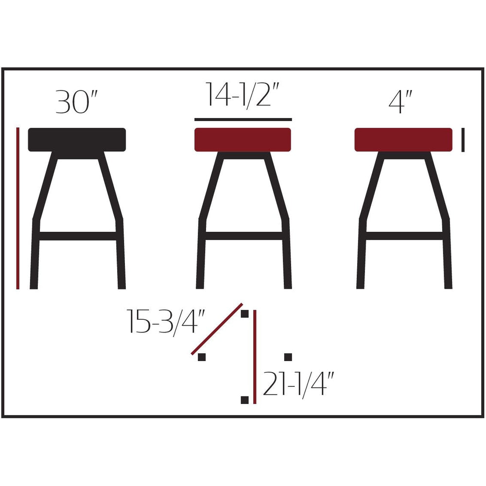 os standard button top barstool with black swivel frame