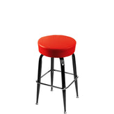 os standard button top barstool with gloss black swivel frame