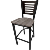 5 line wood back barstool with black frame