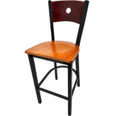 bullseye wood back barstool with black frame