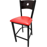 bullseye wood back barstool with black frame