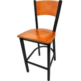 plain wood back barstool with black frame