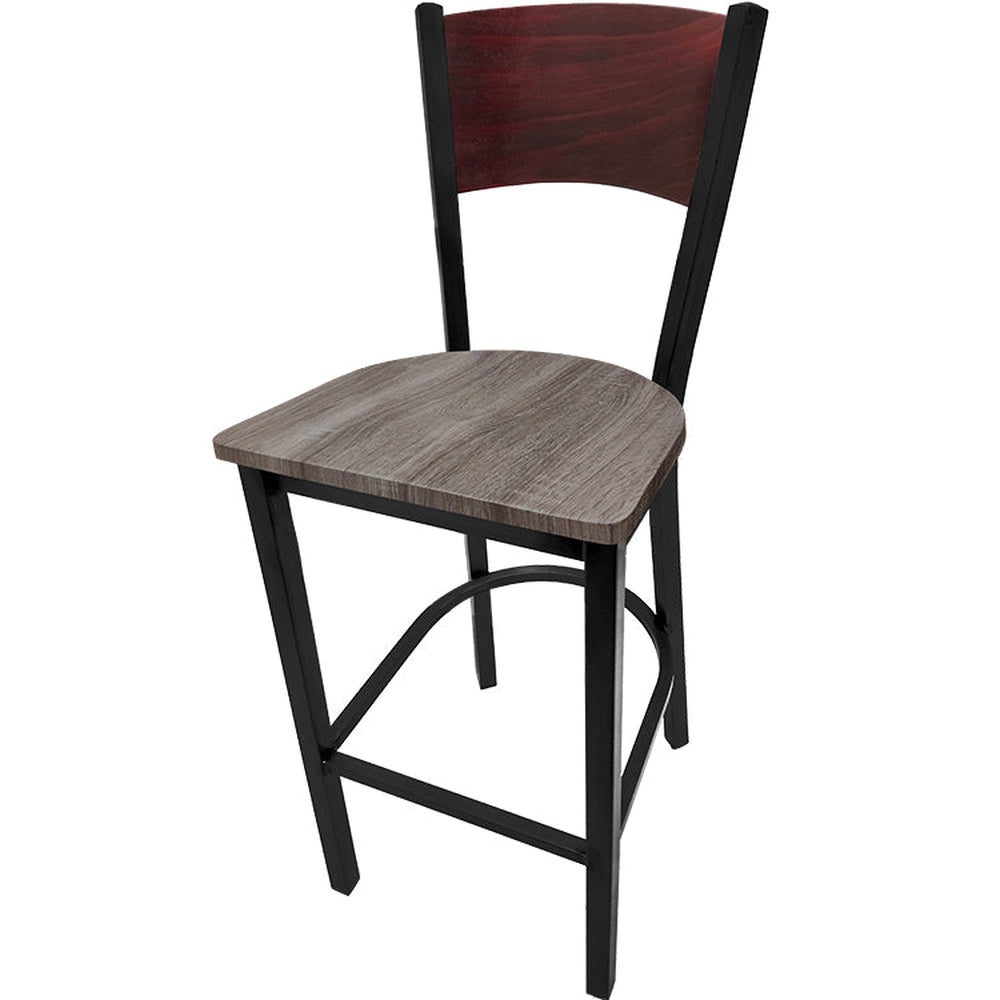 plain wood back barstool with black frame