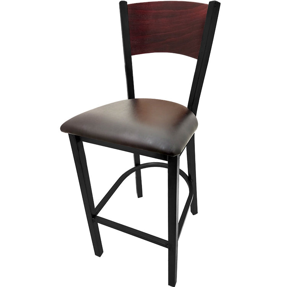 plain wood back barstool with black frame