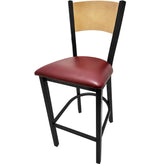 plain wood back barstool with black frame