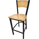 plain wood back barstool with black frame