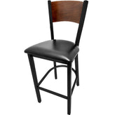 plain wood back barstool with black frame