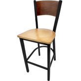 plain wood back barstool with black frame