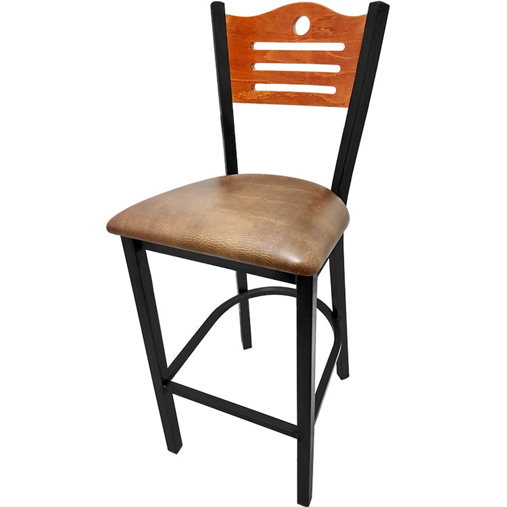 shoreline wood back barstool with black frame