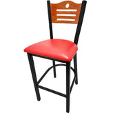 shoreline wood back barstool with black frame