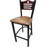 shoreline wood back barstool with black frame