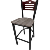 shoreline wood back barstool with black frame