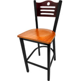 shoreline wood back barstool with black frame