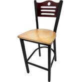 shoreline wood back barstool with black frame